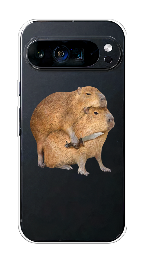 

Чехол на Google Pixel 9 Pro XL "Капибара с ножом", Бежевый, 272150-1