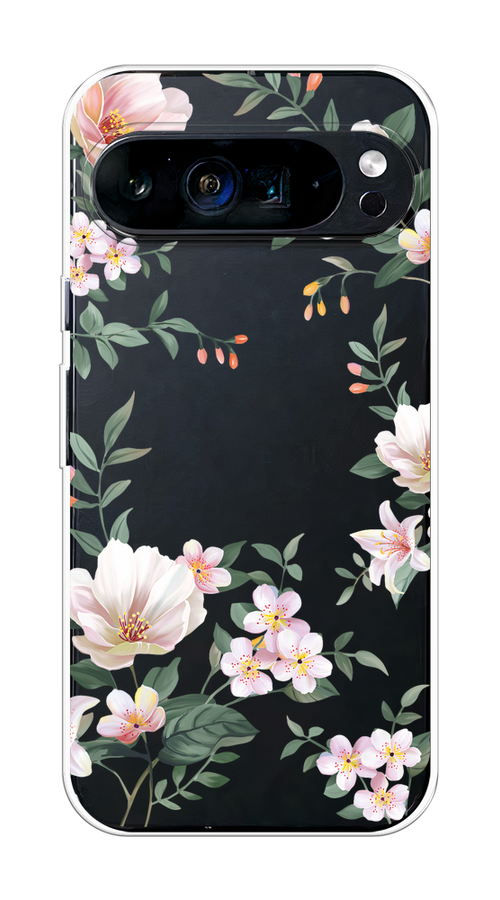 

Чехол на Google Pixel 9 Pro XL "Beautiful white flowers", Бежевый;зеленый, 272150-1