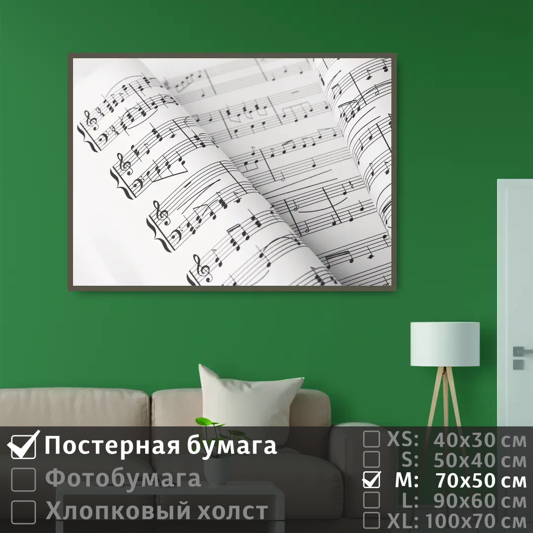 

Постер на стену ПолиЦентр Ноты для декора комнаты 70х50 см, НотыДляДекораКомнаты