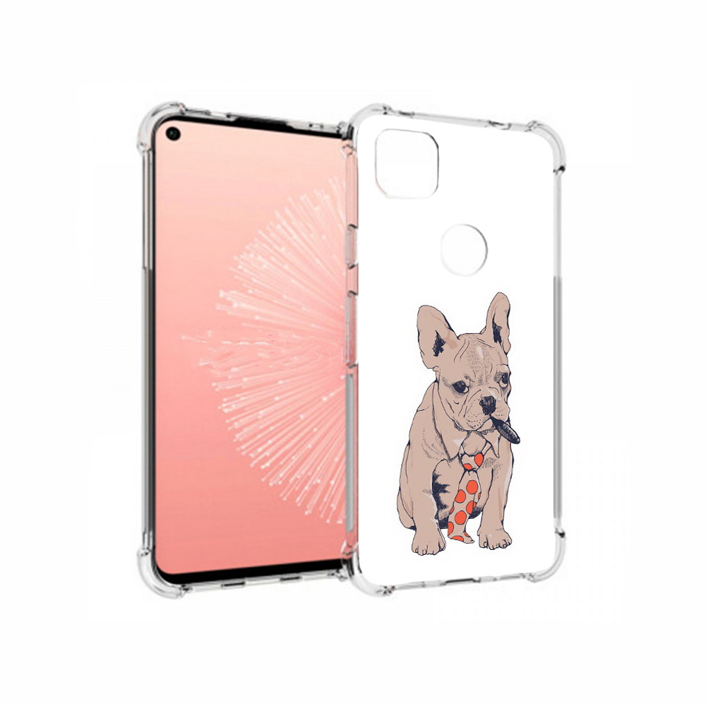

Чехол MyPads Tocco для Google Pixel 4A бульдог с сигарой, Прозрачный, Tocco