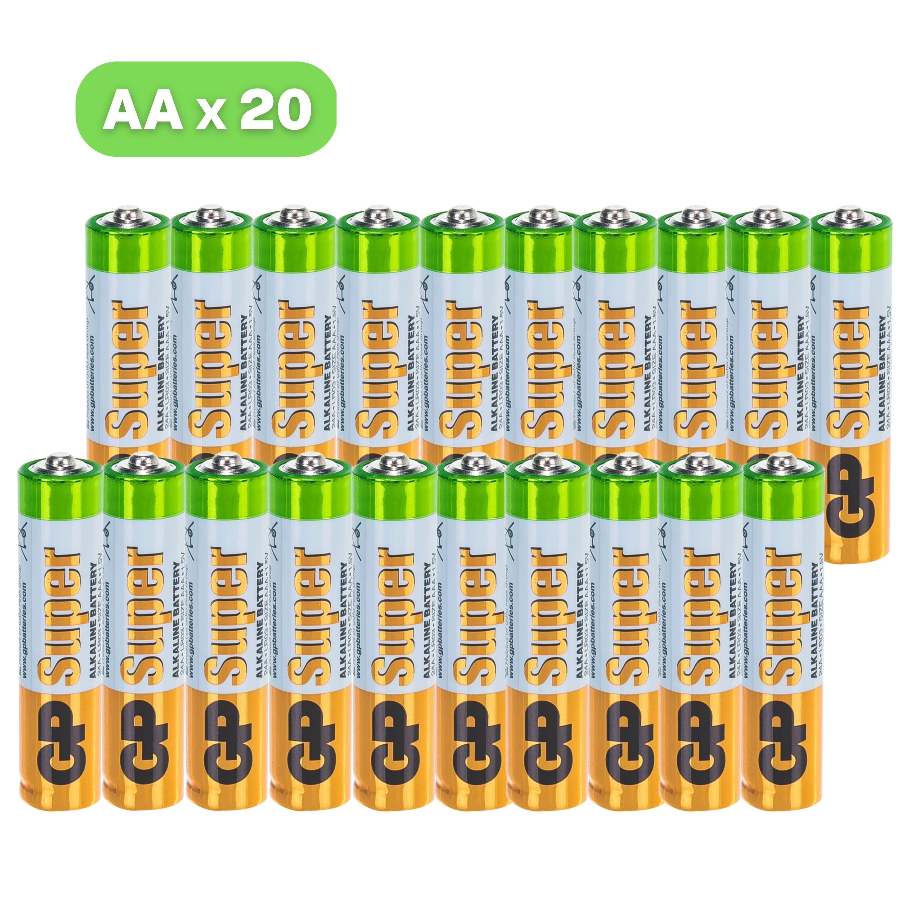 Батарейки щелочные (алкалиновые) GP Super, тип AAA, 1.5V, 20шт. (Мизинчиковые)