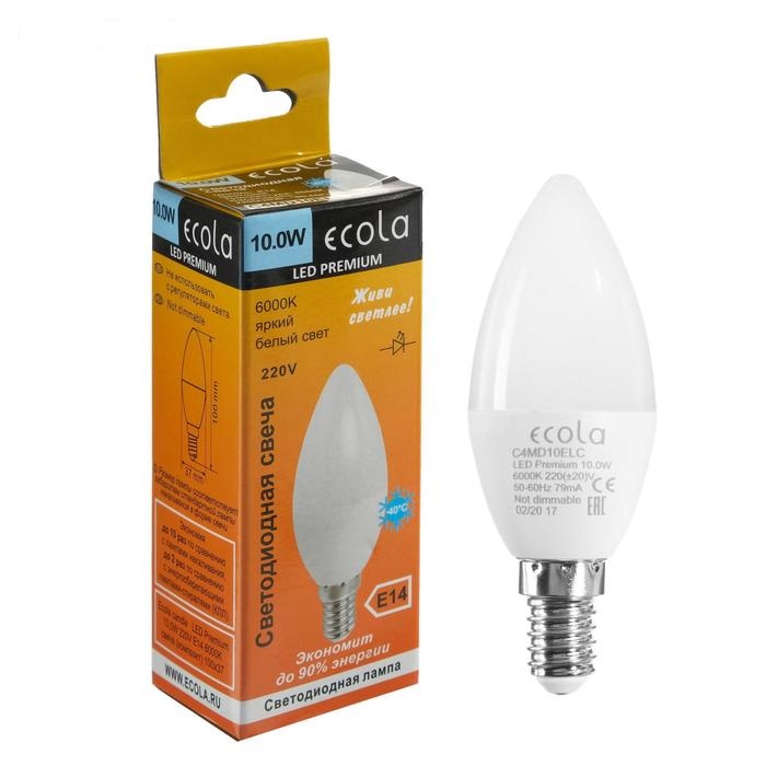 

Лампа свеча E14 10W 6000K Premium Ecola C4MD10ELC