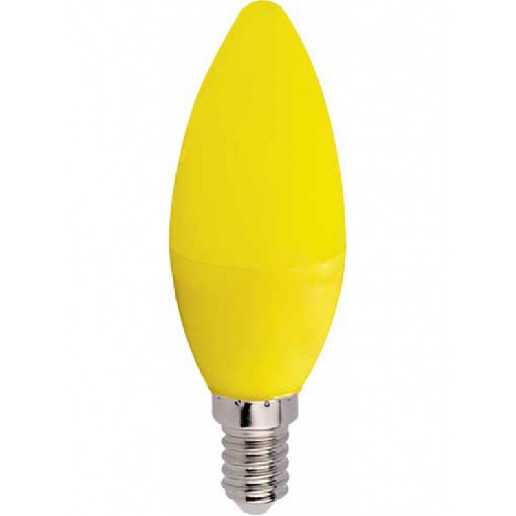 Светодиодная лампа candle LED color 6,0W 220V E14 Yellow матовая колба Ecola C4TY60ELY