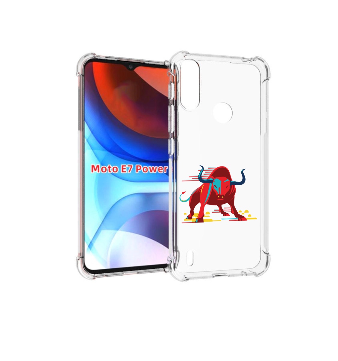 

Чехол MyPads Красный-бык для Motorola Moto E7 Power, Прозрачный, Tocco