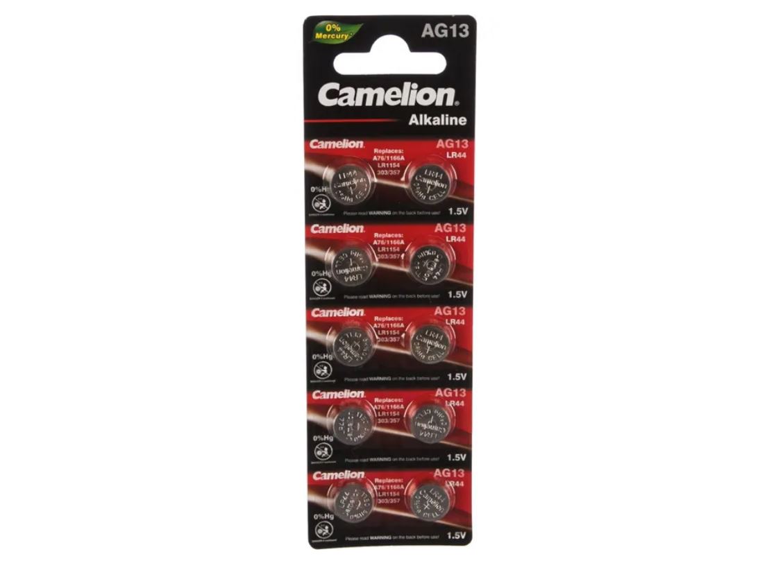 

Camelion G 13 BL-10 Mercury Free (AG13-BP10(0%Hg), 357A/LR44/A76 батарейка для часов) 10