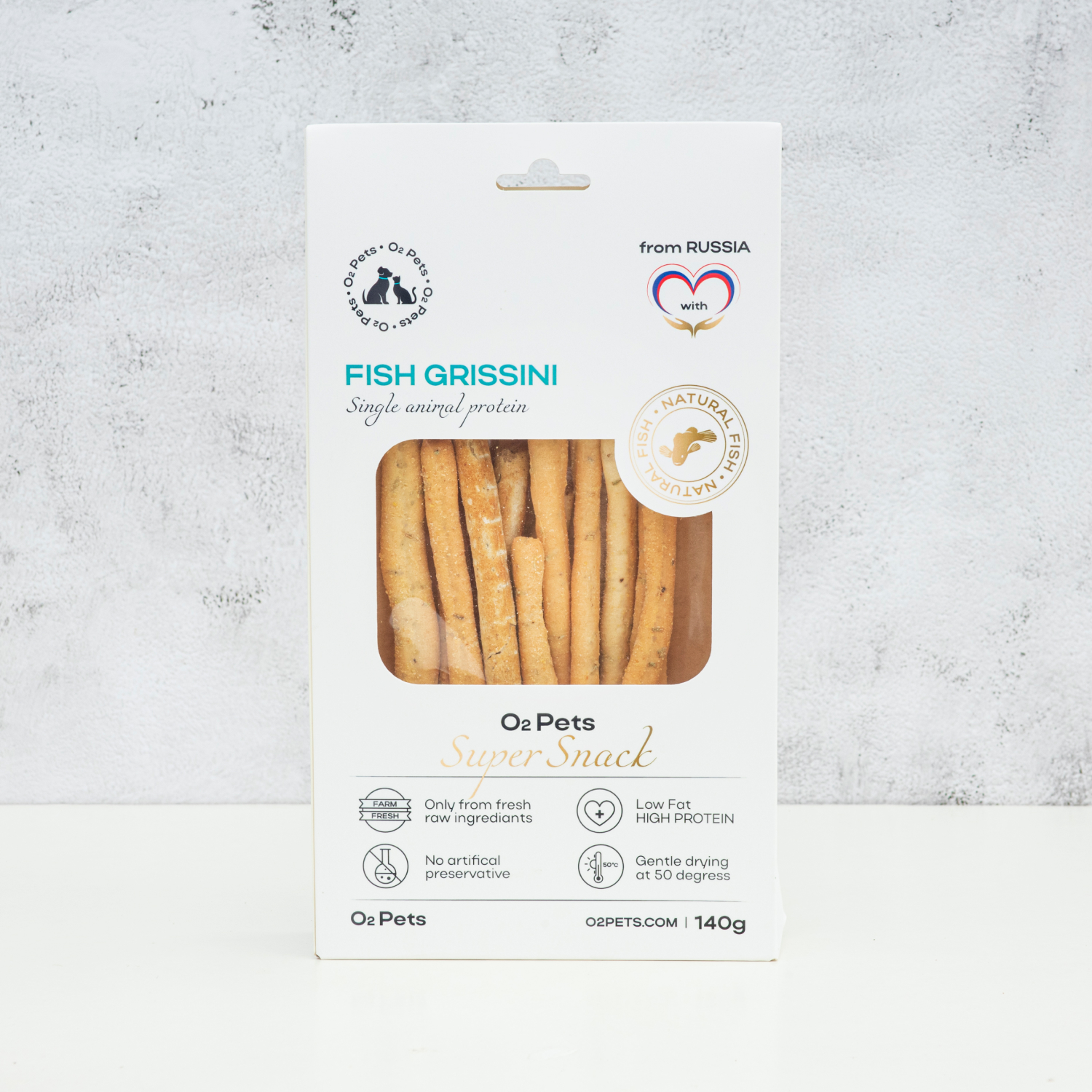 Лакомство для собак O2 Pets Fish Grissini рыбные палочки, 140 г