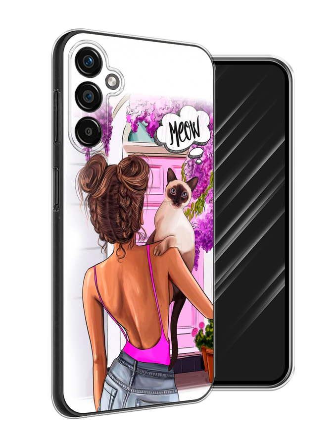

Чехол Awog на Samsung Galaxy A25 5G "Девушка с кошкой", Розовый;коричневый, 2108550-7