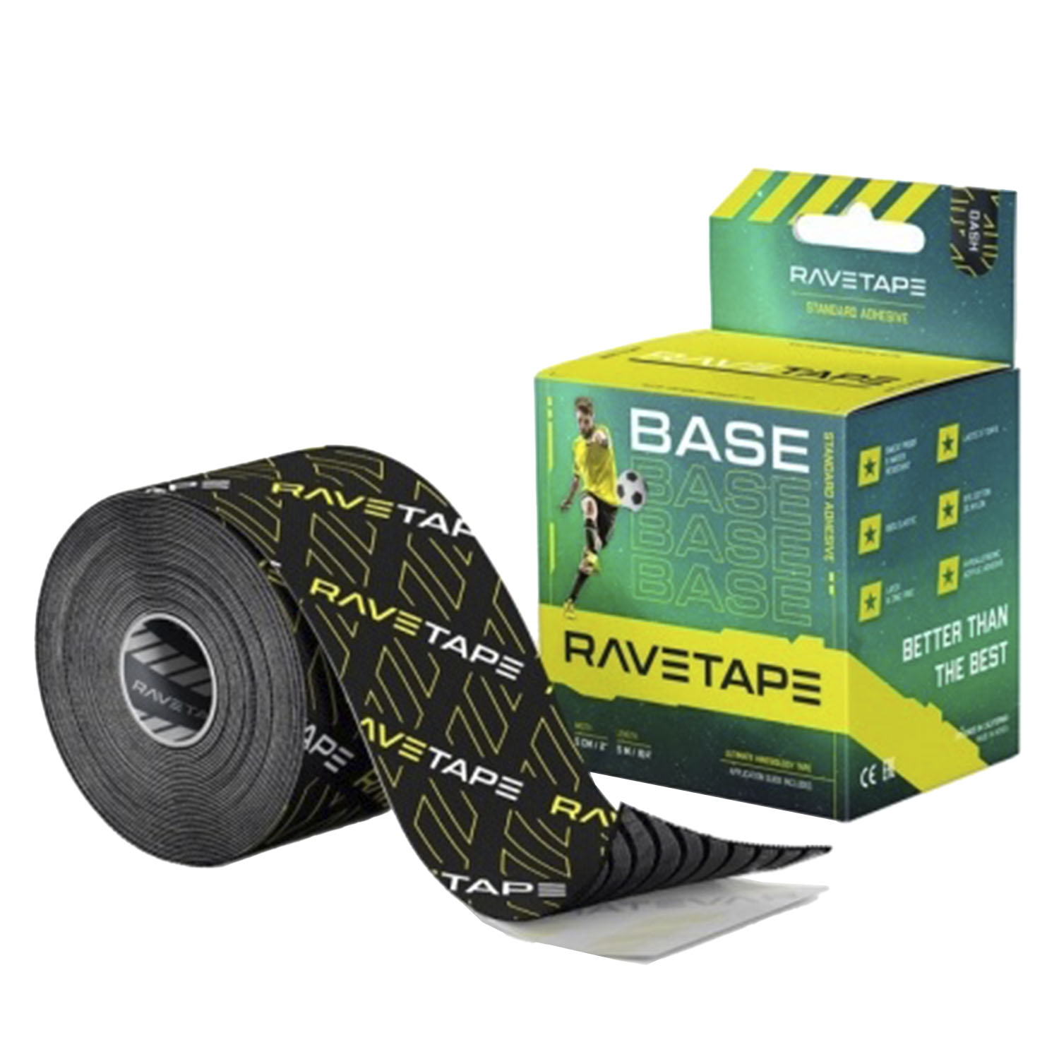 

Кинезиотейп Ravetape Base 5x5 Dash Logo (Б/Р), Черный, Base
