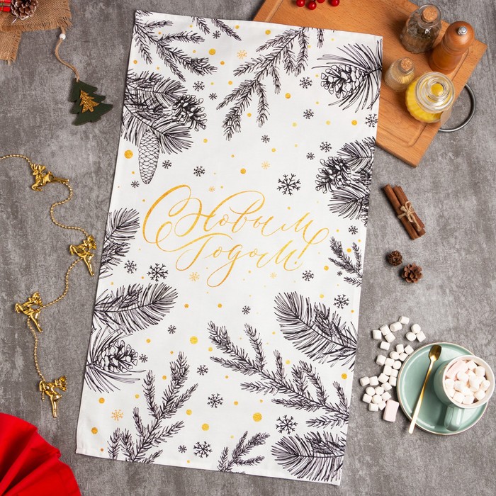 

Полотенце Этель "Merry Christmas" 40x73 см, 100%хл, саржа 190 г/м2, Белый
