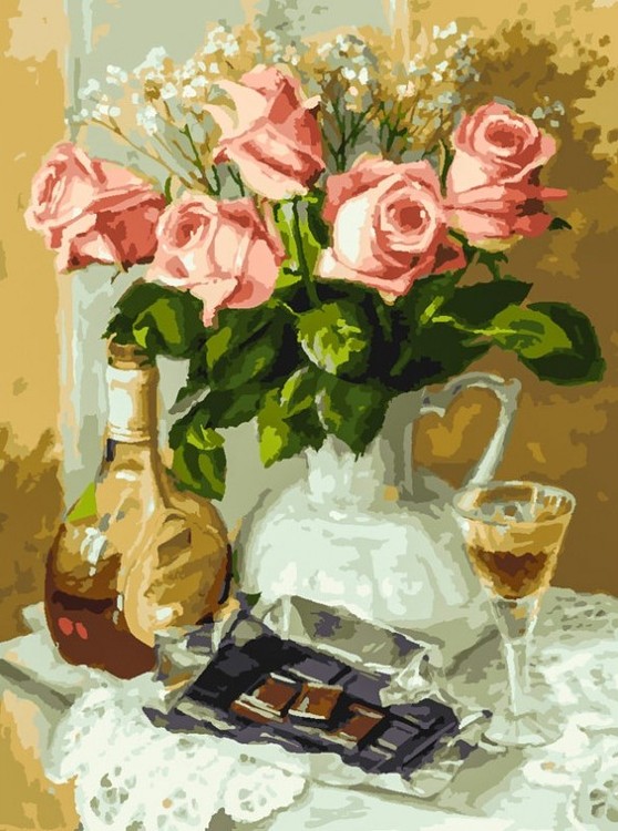

Картина по номерам Белоснежка Розы и шоколад, 30x40, Розы и шоколад