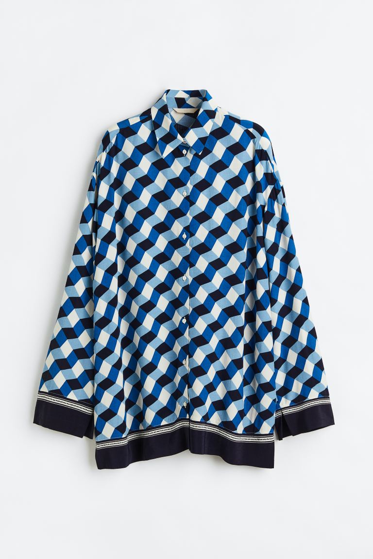 

Рубашка женская H&M 1142189001 голубая L (доставка из-за рубежа), Голубой, 1142189001