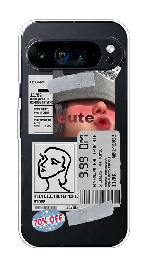 

Чехол на Google Pixel 9 Pro XL "Cute girl collage", Розовый;серый;голубой, 272150-1