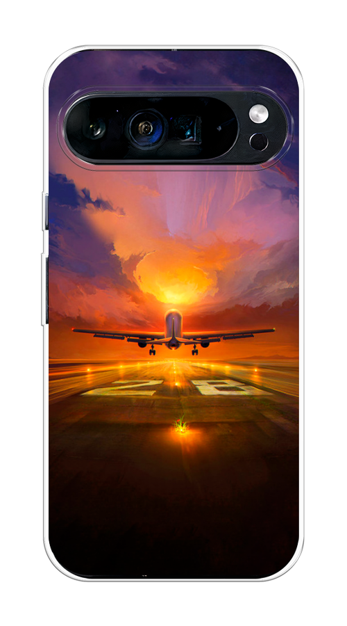 

Чехол на Google Pixel 9 Pro XL "Самолет на посадке", Оранжевый;синий, 272150-1