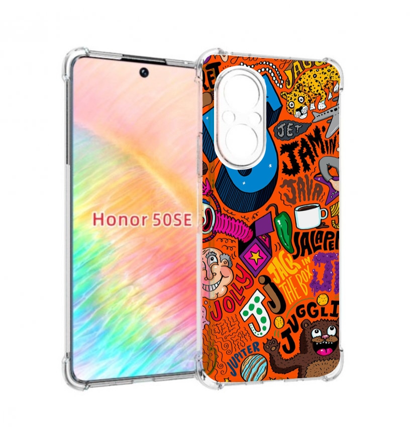 Чехол бампер MyPads funky-decor для Honor 50 SE противоударный