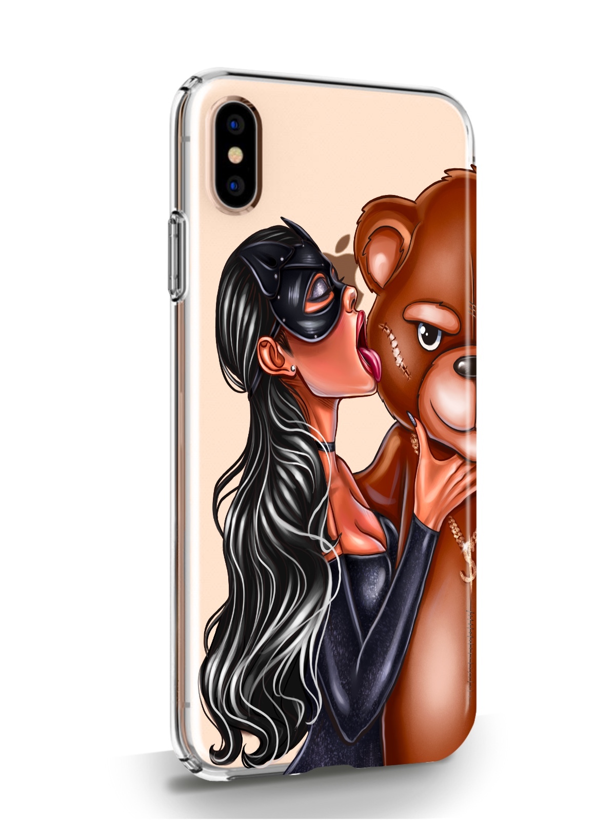 фото Чехол musthavecase для iphone xs max кошечка брюнетка и мишка прозрачный