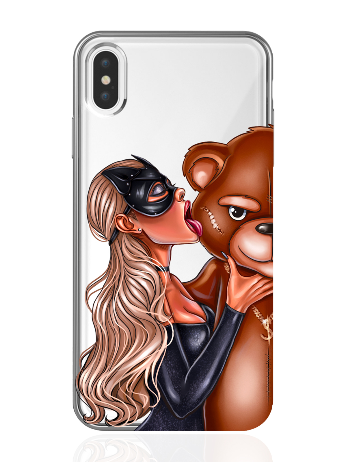 фото Чехол musthavecase для iphone xs max кошечка блондинка и мишка прозрачный