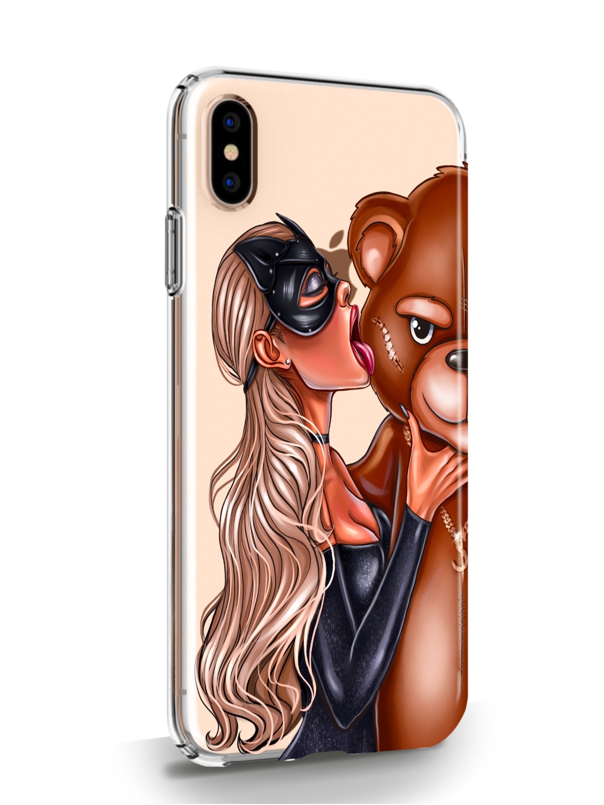 фото Чехол musthavecase для iphone xs max кошечка блондинка и мишка прозрачный