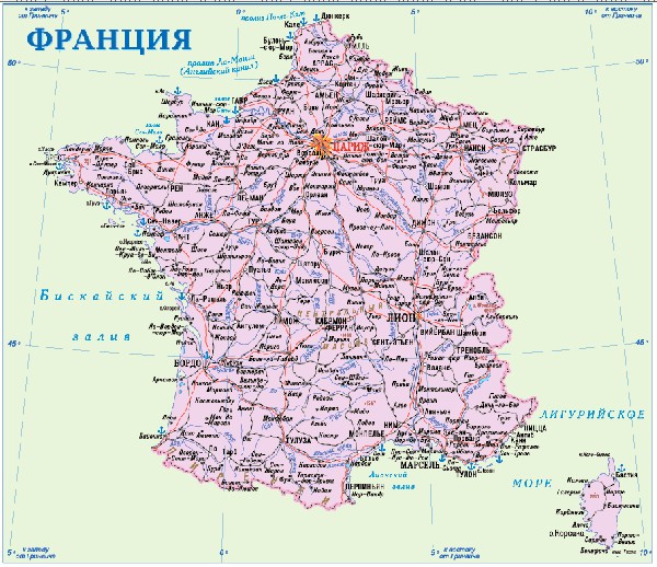 

Политическая карта Франции, 115*135 см