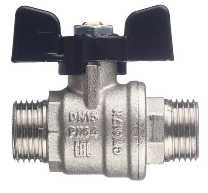 

Кран шаровой 1/2х1/2" ш/ш бабочка прямой, Золотистый