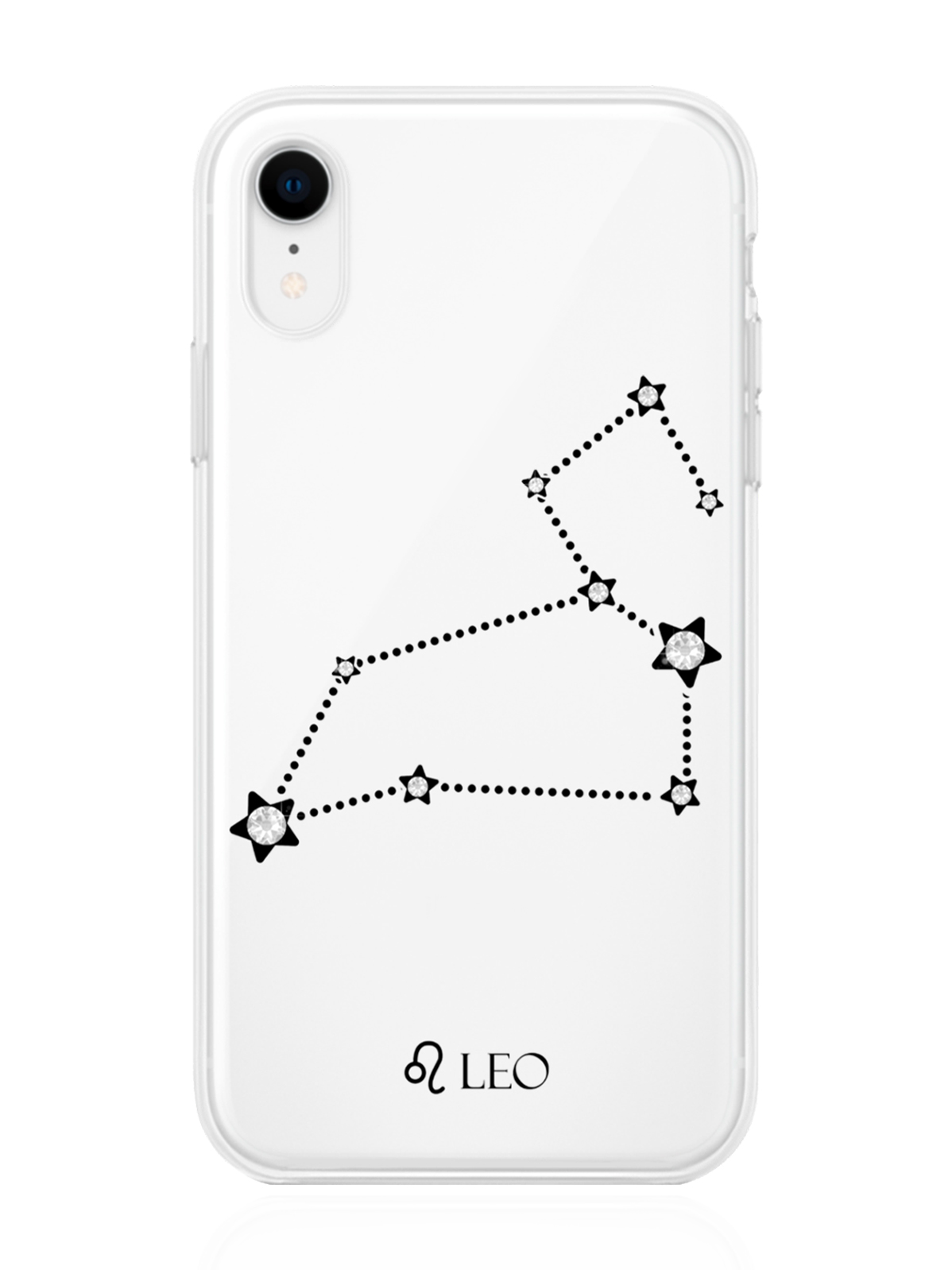 

Чехол с инкрустацией кристаллами Lux для iPhone XR Лев Leo, Прозрачный, iPhone XR Знак зодиака Лев