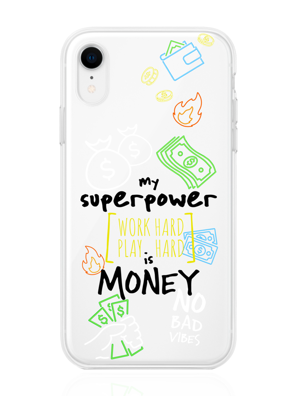 фото Чехол musthavecase для iphone xr my superpower is money прозрачный