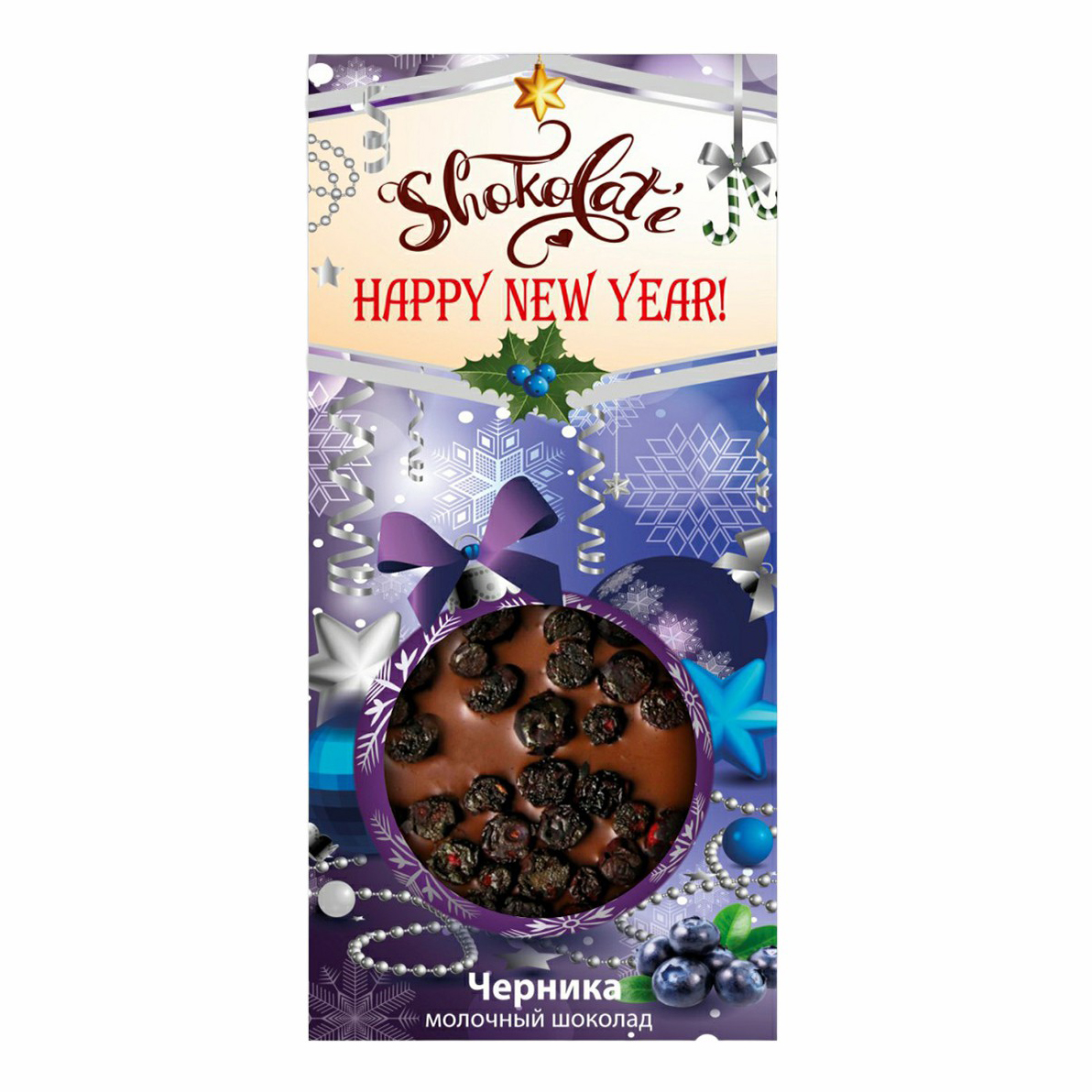 

Шоколад Shokolat'e Happy New Year молочный черника 85 г