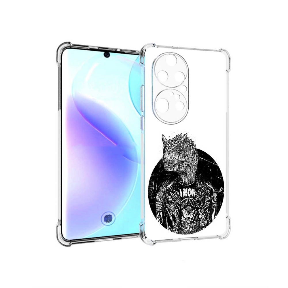 

Чехол MyPads Tocco для Huawei P50 Pro динозавр в куртке, Прозрачный, Tocco