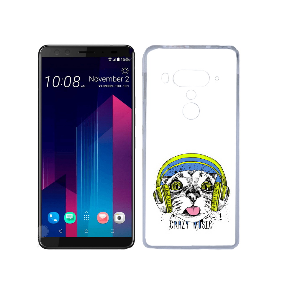 Чехол MyPads Tocco для HTC U12+ кошка в наушниках рисунок
