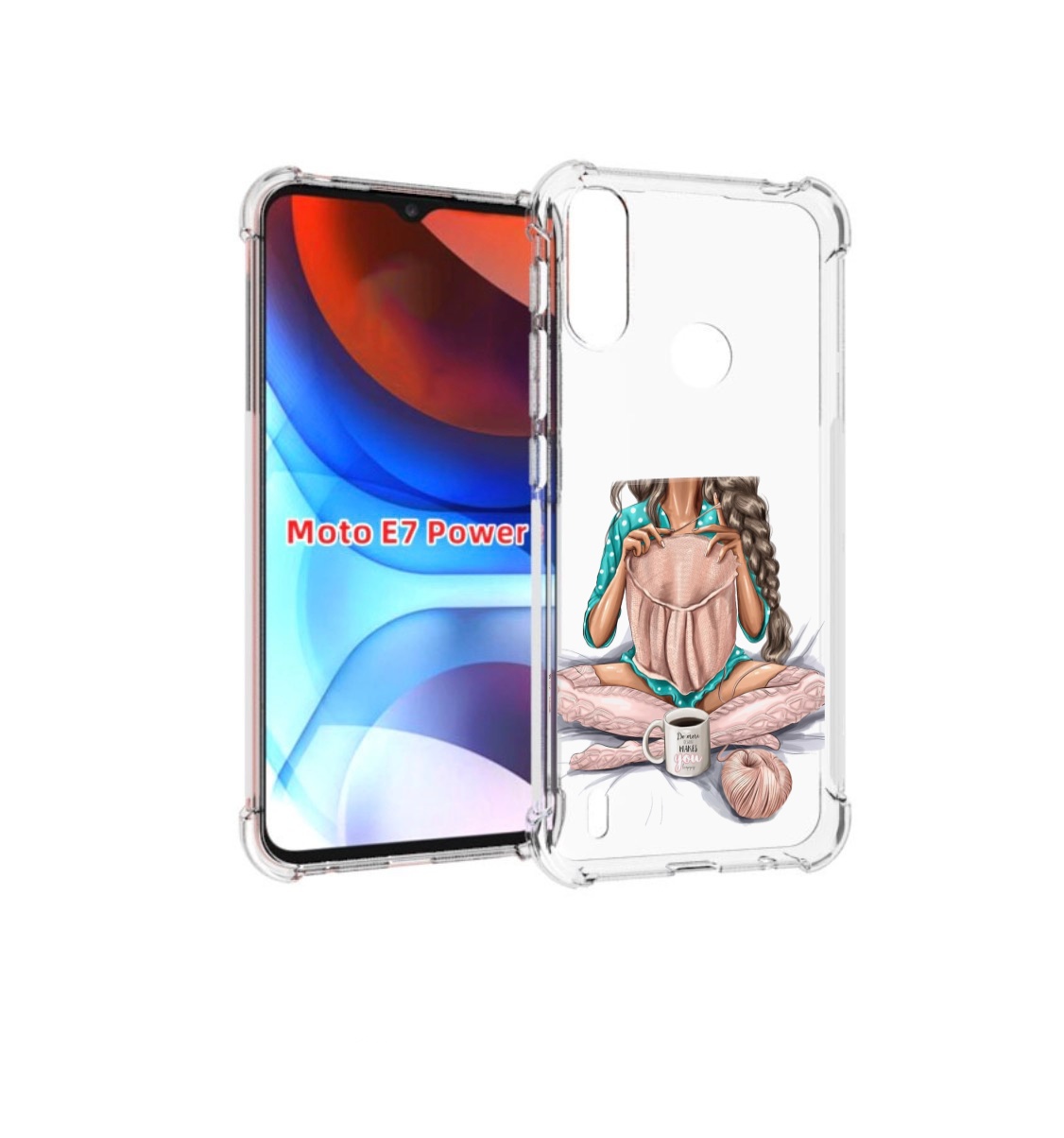 

Чехол MyPads Девушка-вяжет женский для Motorola Moto E7 Power, Прозрачный, Tocco