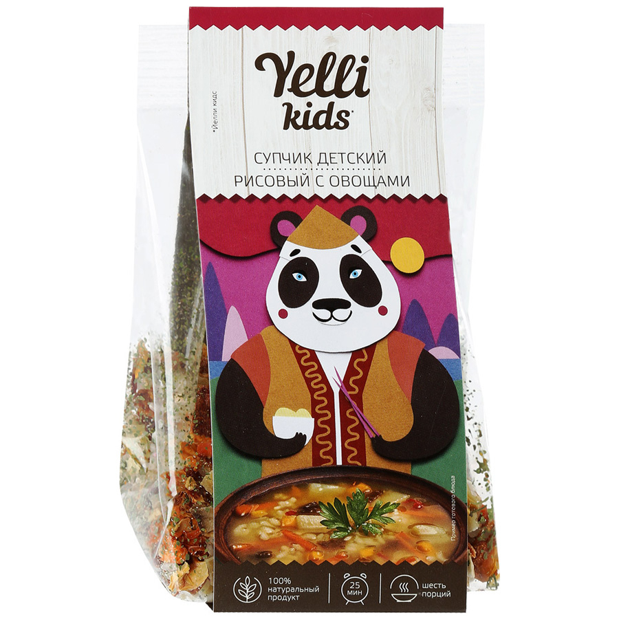 

Детский супчик Yelli kids "Рисовый с овощами", 100 гр