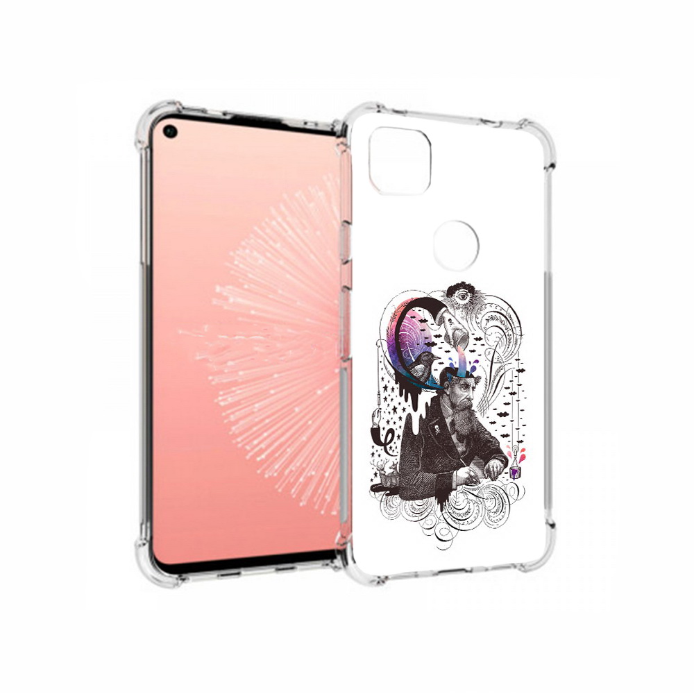 

Чехол MyPads Tocco для Google Pixel 4A абстракция думающий мужчина, Прозрачный, Tocco