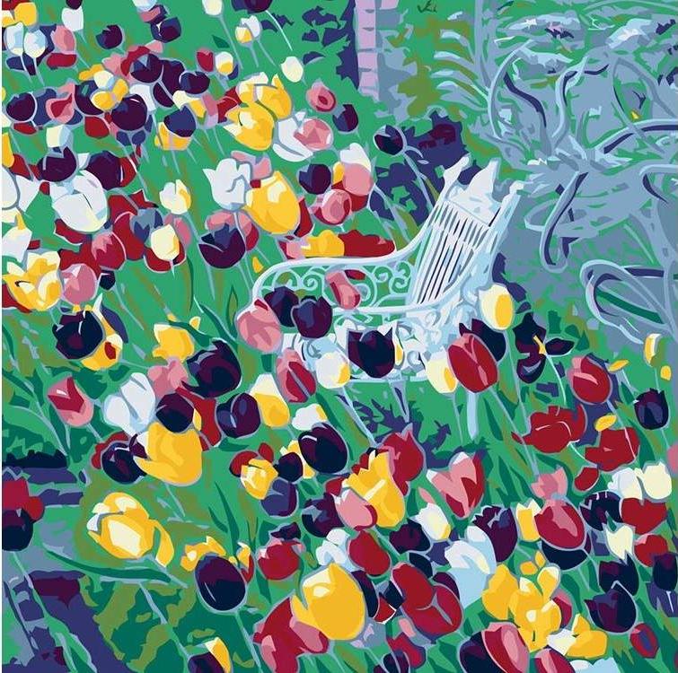 

Картина по номерам Живопись по Номерам Клумба тюльпанов, 40x40, Клумба тюльпанов