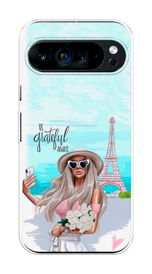 

Чехол на Google Pixel 9 Pro XL "Селфи Париж", Голубой;бежевый, 272150-1