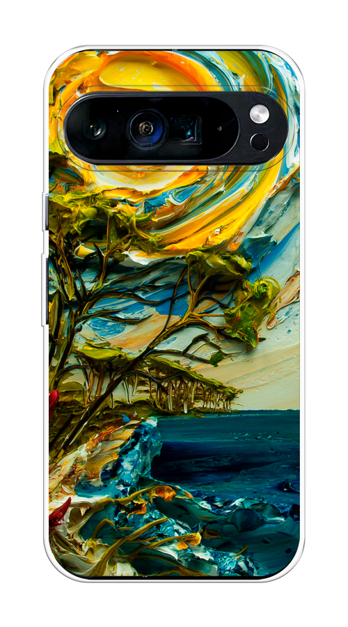 

Чехол на Google Pixel 9 Pro XL "Солнце живопись", Желтый;синий, 272150-1