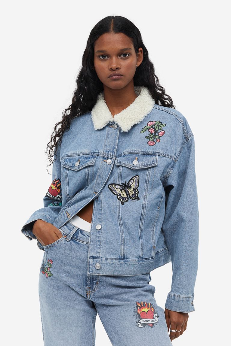 

Джинсовая куртка женская H&M 1141752002 голубая XL (доставка из-за рубежа), 1141752002