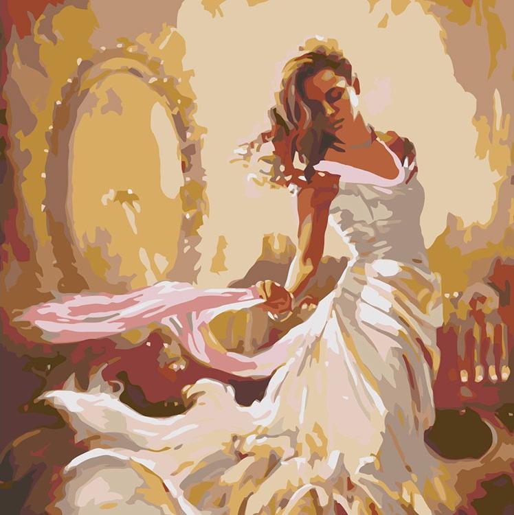 фото Картина по номерам живопись по номерам в белом платье, 40x40