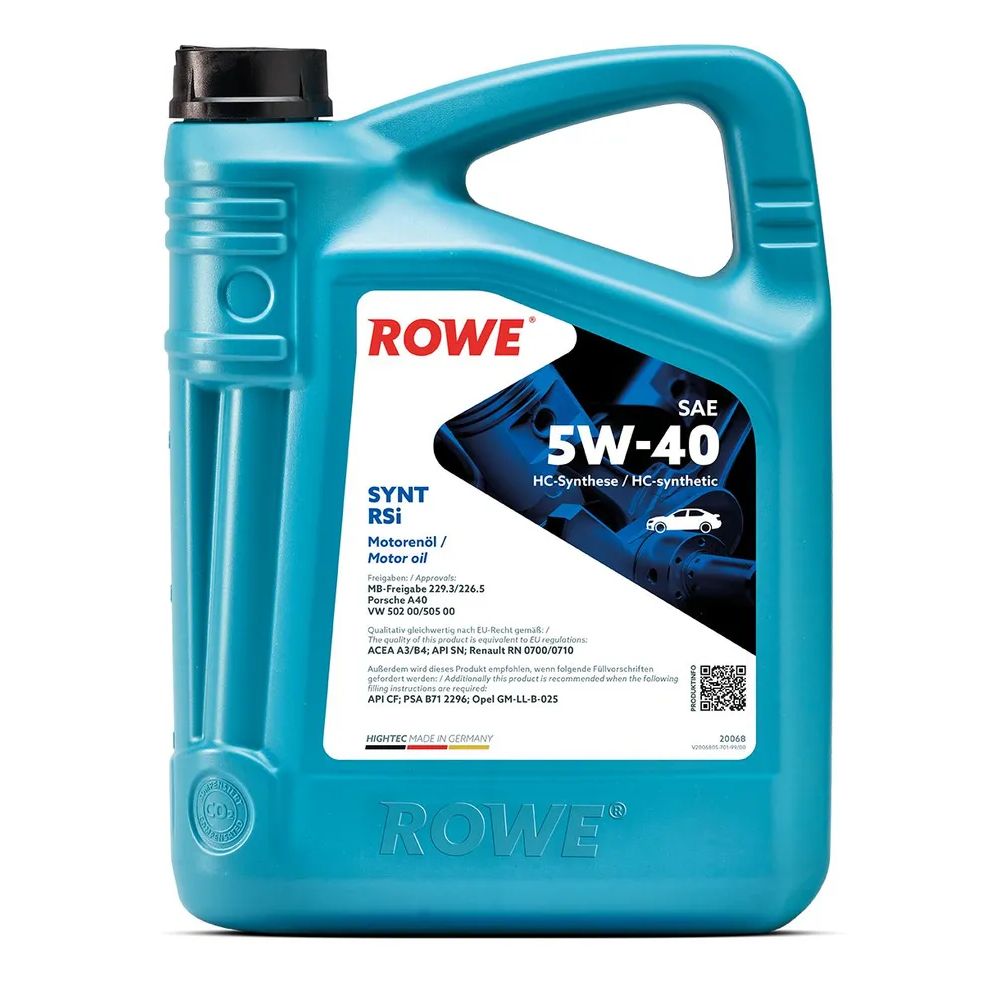 

Моторное масло ROWE синтетическое 5W40 Hightec Synt Rsi A3/B4 5л