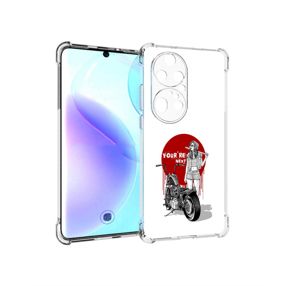 Чехол MyPads Tocco для Huawei P50 Pro девушка с мотоциклом
