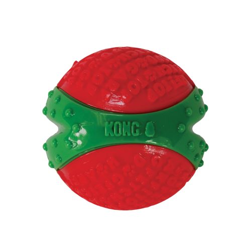 фото Апорт для собак kong holiday corestrength, мячик, красный, зеленый, 6 см