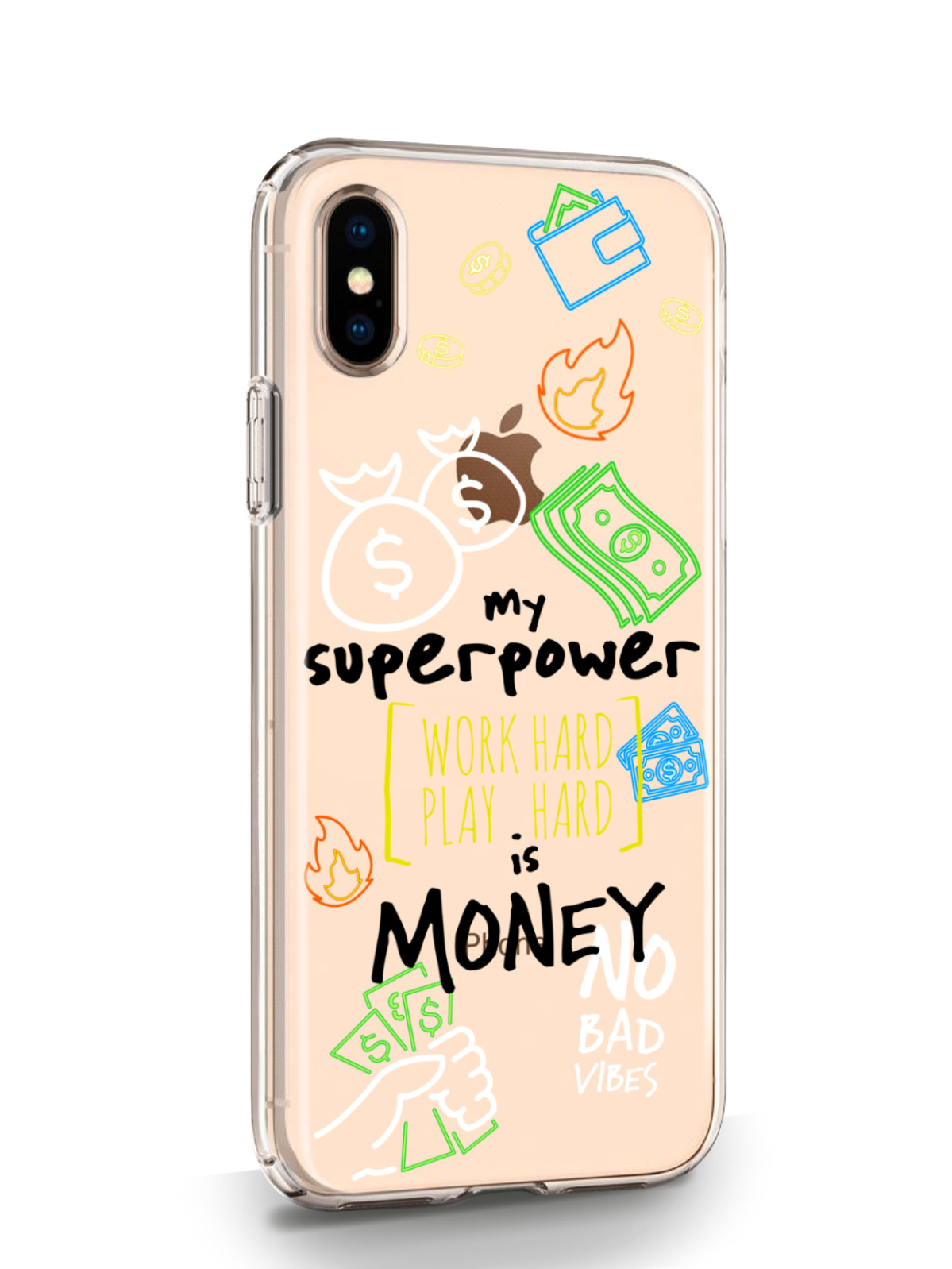 фото Чехол musthavecase для iphone x/xs my superpower is money прозрачный