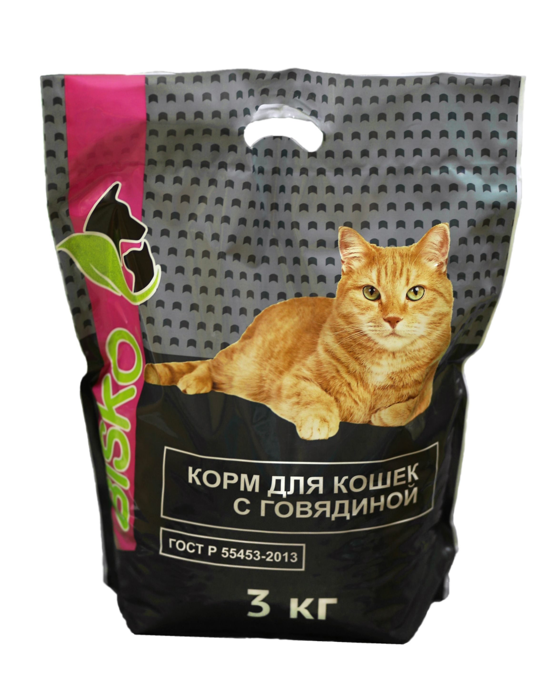 Сухой корм для кошек БИСКО с говядиной, 3 кг