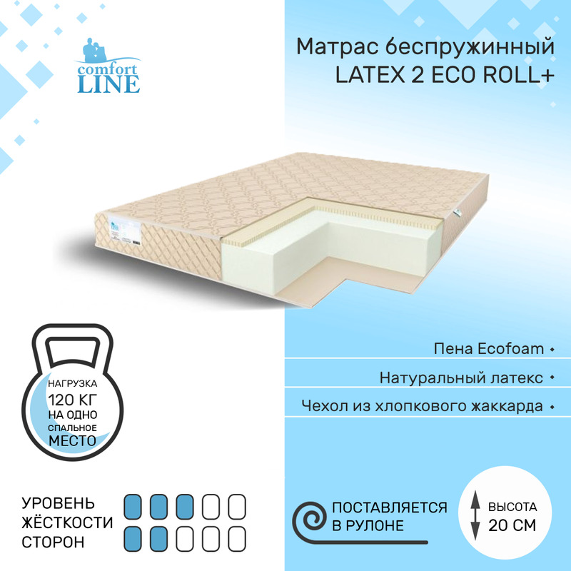 

Матрас беспружинный Comfort Line Latex 2 Eco Roll+ 100х195, высота 20 см, Latex2 Eco Roll+