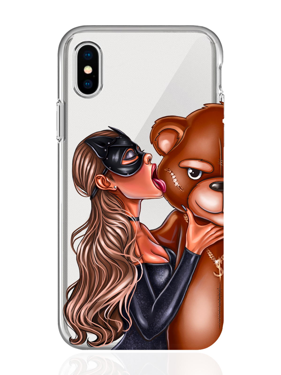 фото Чехол musthavecase для iphone x/xs кошечка русая и мишка прозрачный