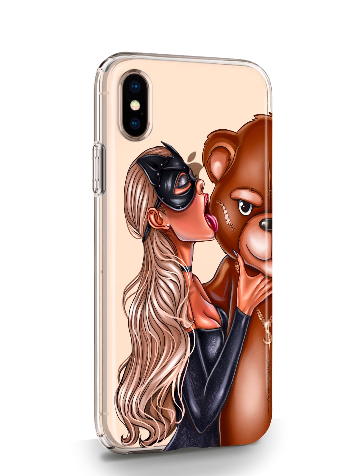 фото Чехол musthavecase для iphone x/xs кошечка блондинка и мишка прозрачный