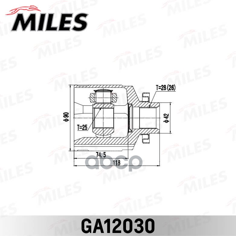 

Шрус Kia Optima/Magentis 09 (2009-) [Gen] Внутр. Правый Miles ga12030, GA12030