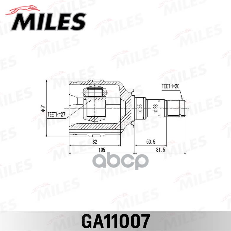 

Шрус Toyota Camry Mcv20/Sxv20 96-01 Внутр. Лев. Miles GA11007, GA11007