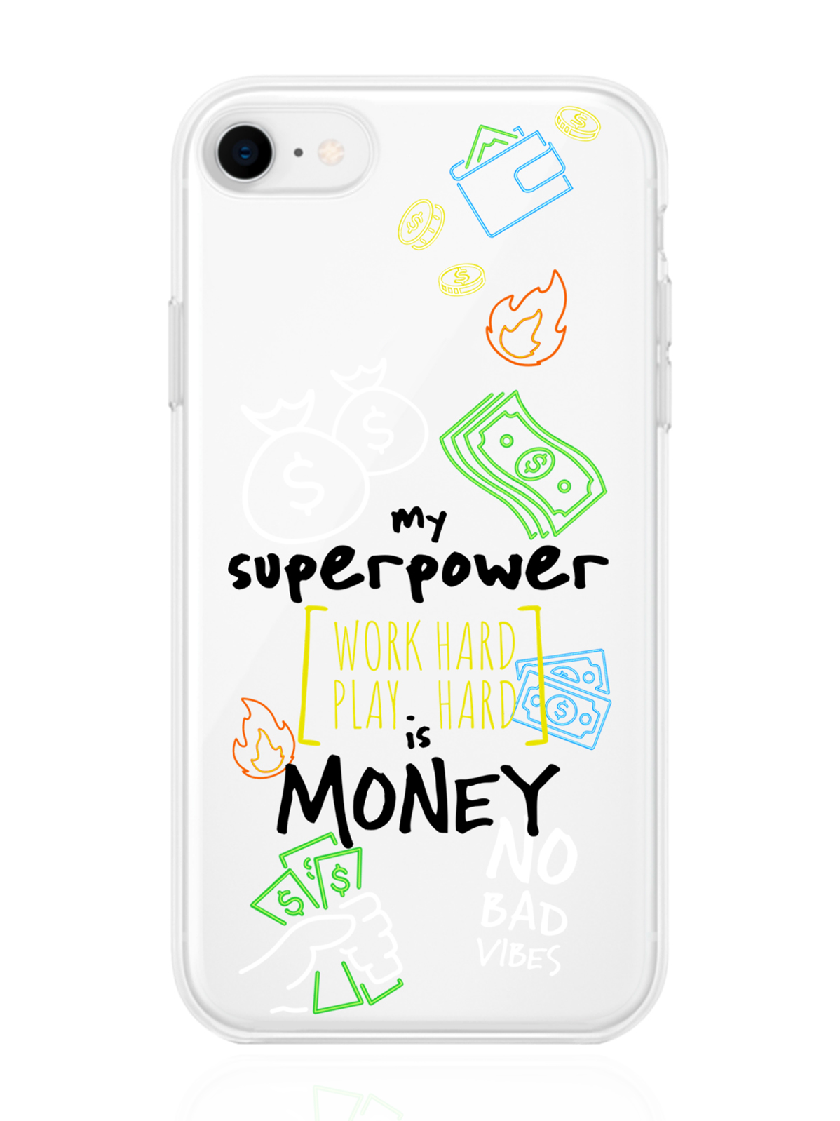 фото Чехол musthavecase для iphone 7/8/se2020 my superpower is money прозрачный