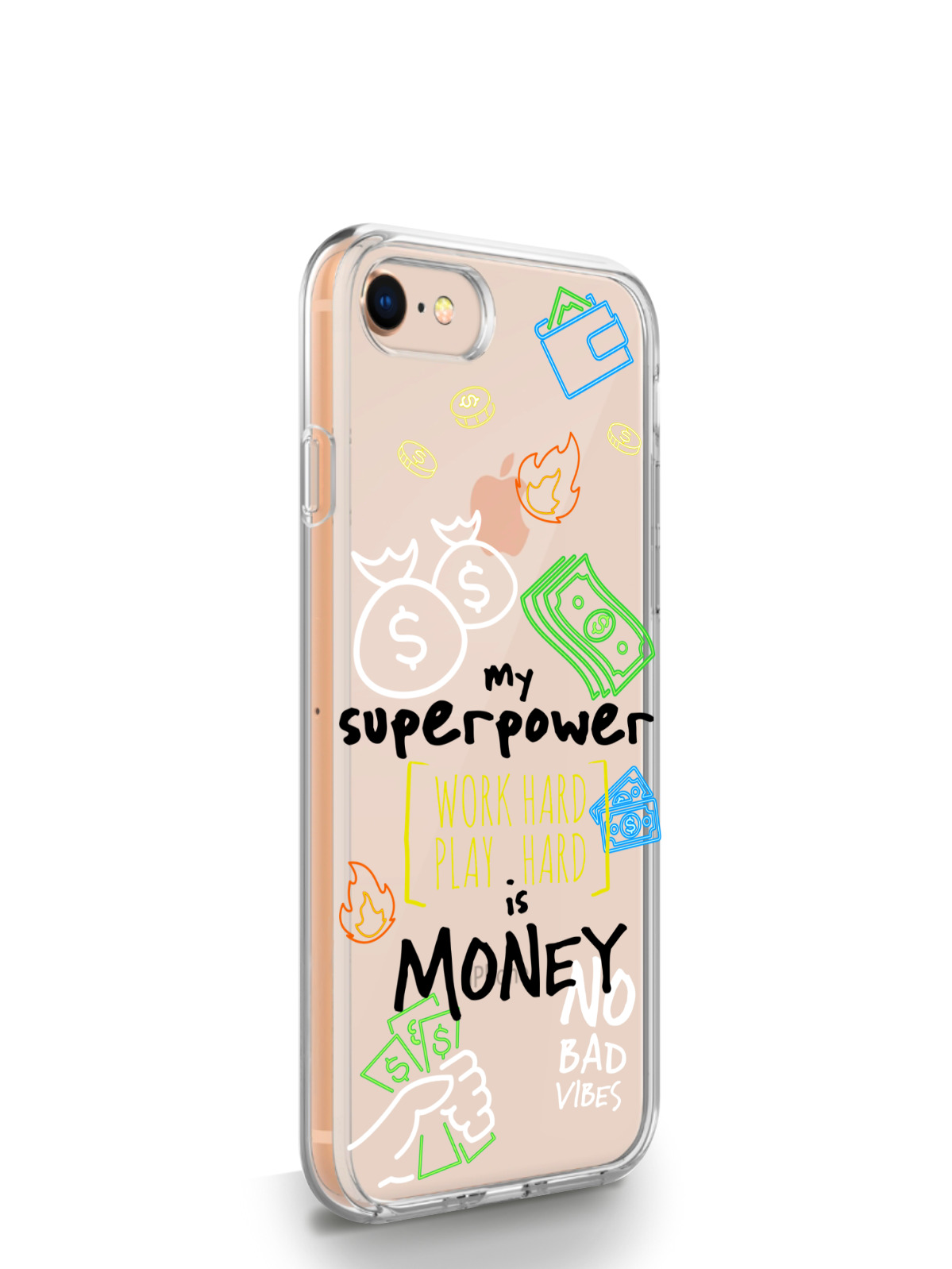 фото Чехол musthavecase для iphone 7/8/se2020 my superpower is money прозрачный