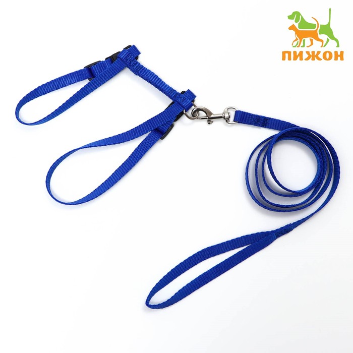 

Комплект для кошек, ширина 1 см, ОШ 16,5-27 см, ОГ 21-35 см, поводок 120 см, синий