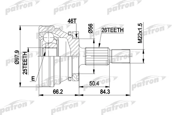 

ШРУС наружн к-кт SAAB: 9000 90-98, 9000 хечбэк 90-98 PATRON PCV1169